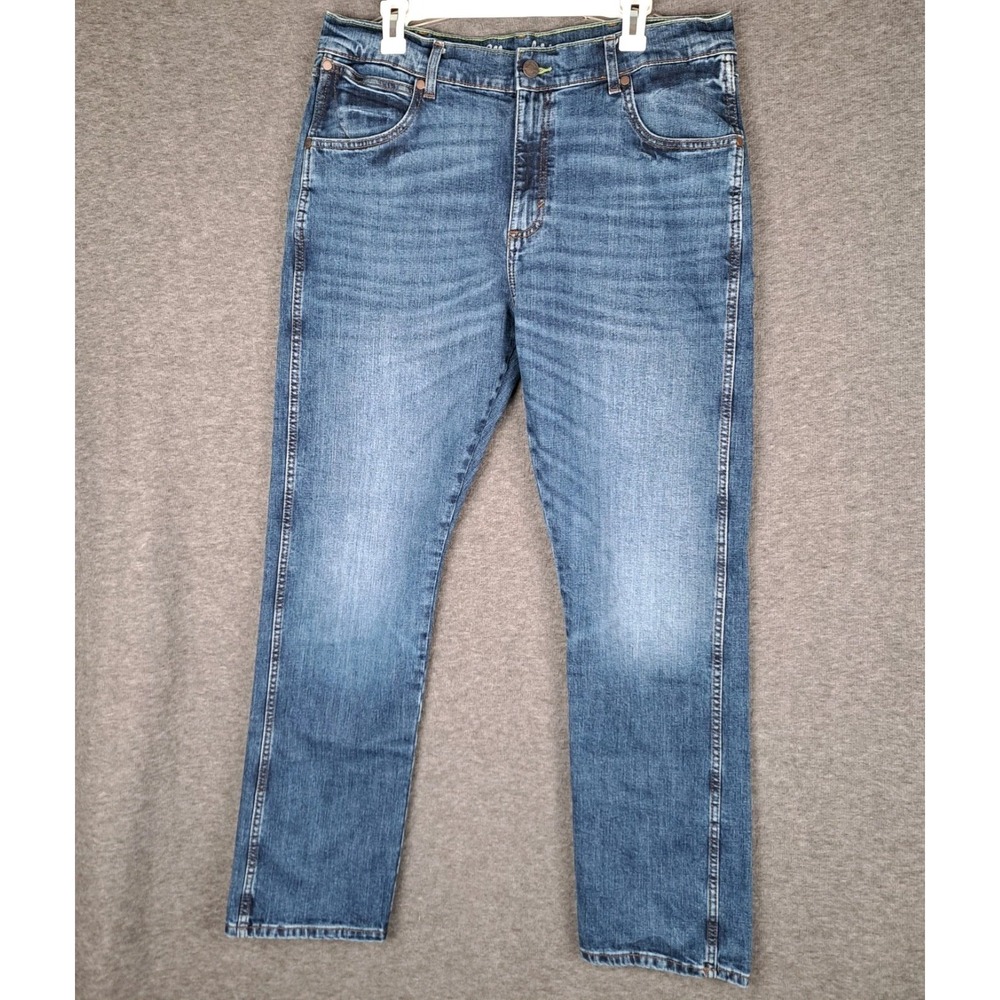 Wrangler Retro Slim Straight Jeans Mens 35x31* Medium Wash Stretch Denim Western